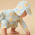 Lemon Stripe Sunsafe Swimsuit & Hat