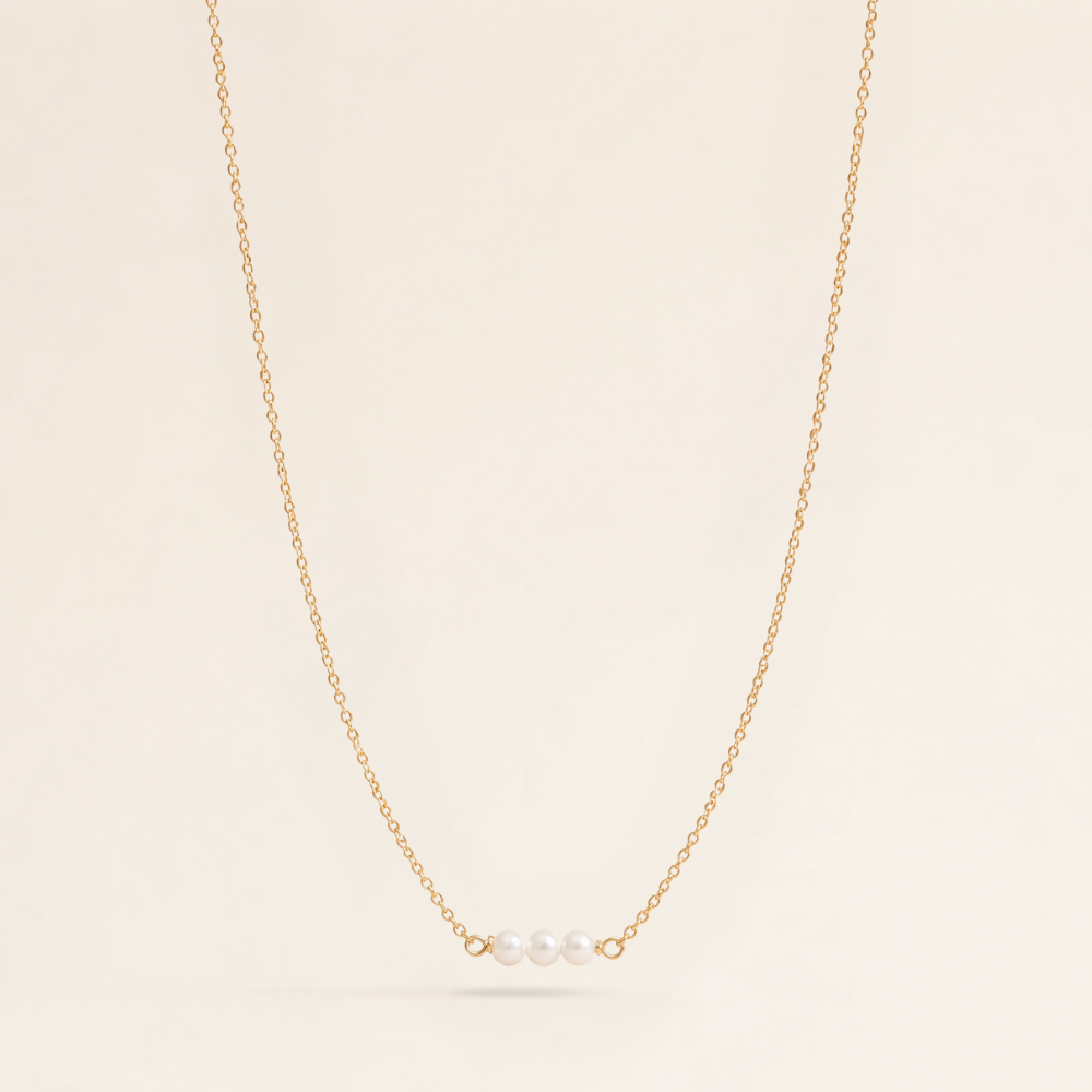 June Birthstone Three Pearl Necklace
