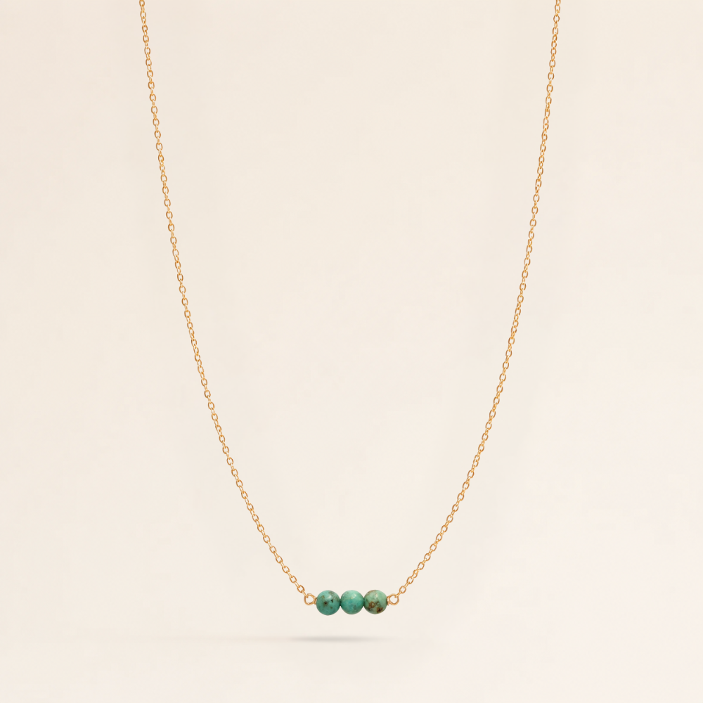 December Birthstone Three Gem Necklace with Turquoise