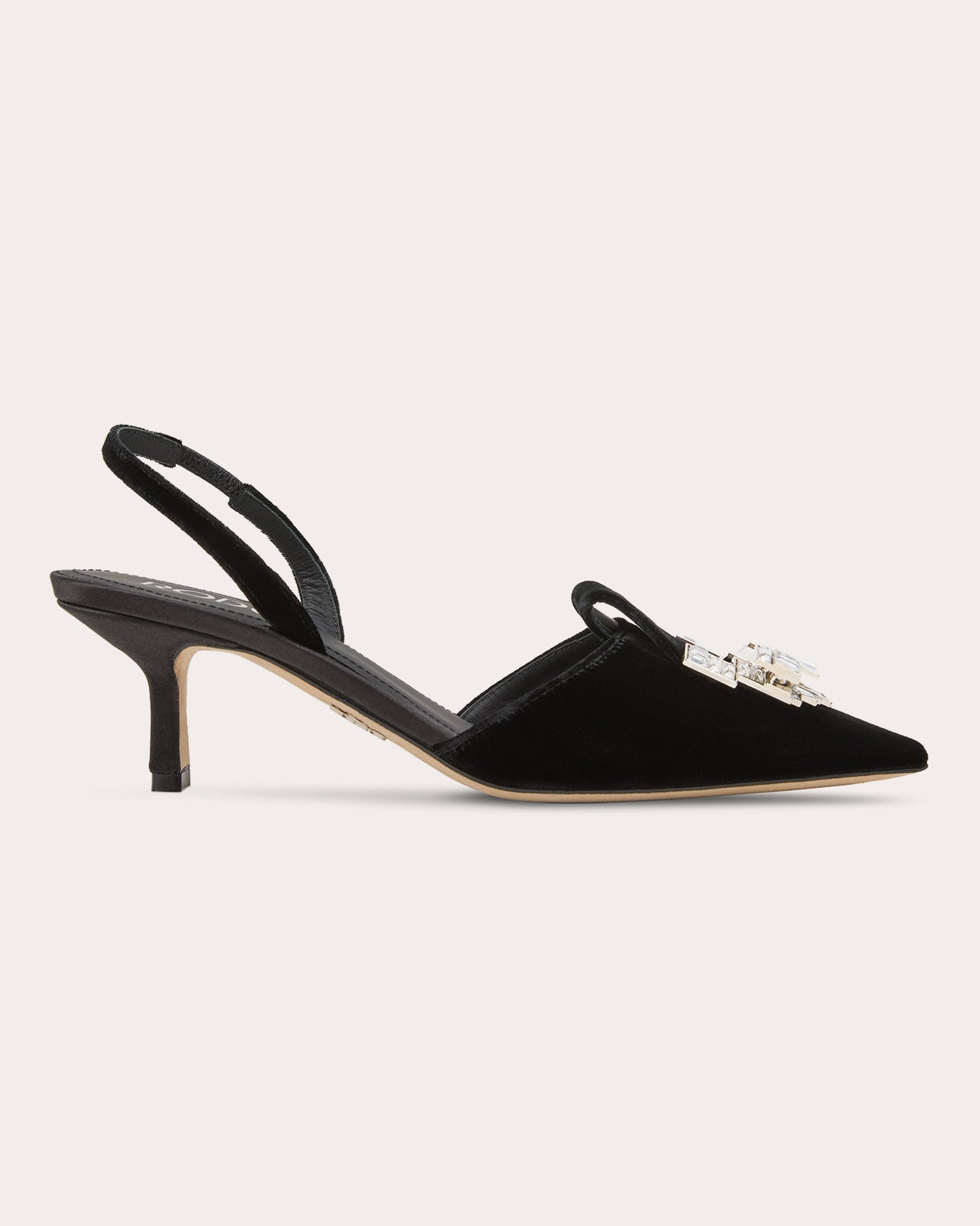 Dafne 55 Crystal-Embellished Velvet Slingback