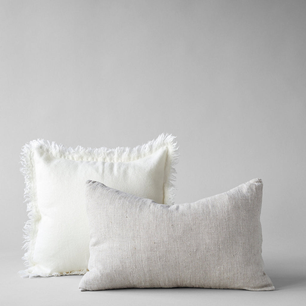 Herringbone Linen Pillow in Natural, 16 x 24