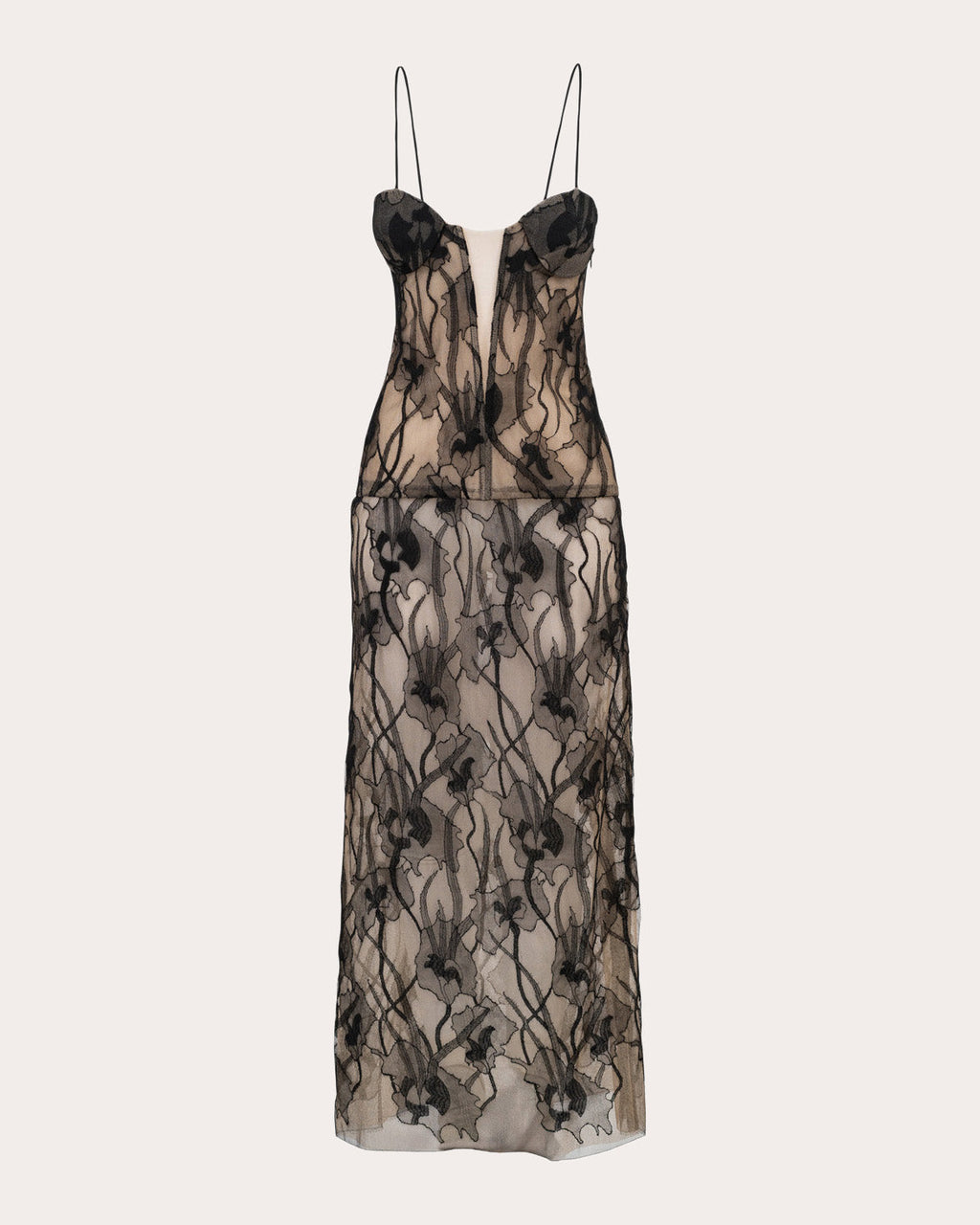 Melanie Floral Lace Bustier Maxi Dress
