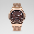 39MM Visionary Plain Case & Chocolate Dial Watch - Rose Gold