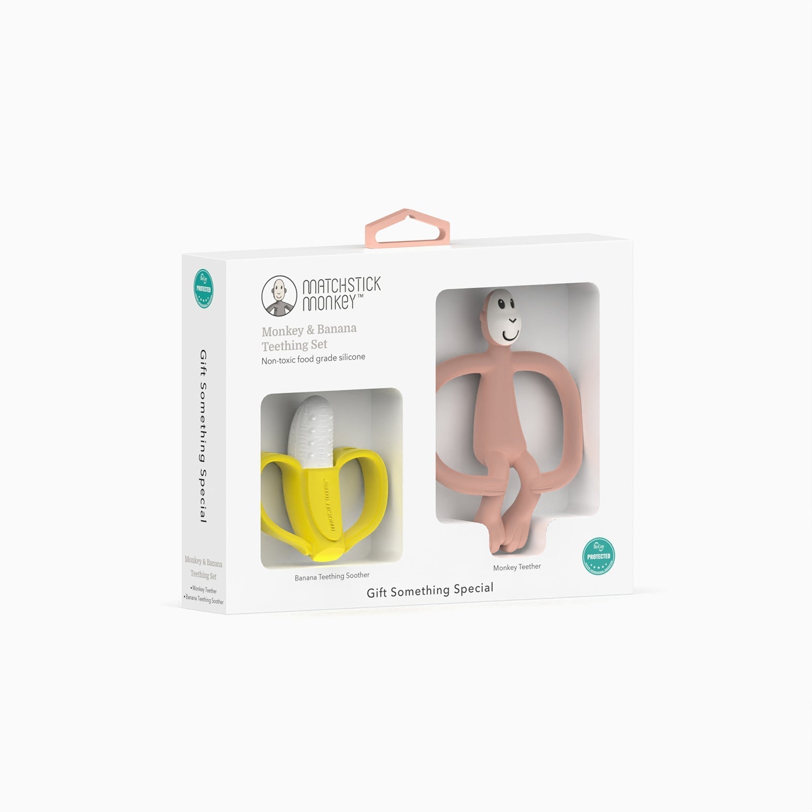 Matchstick Monkey Banana & Monkey Teether Gift Set - Pink