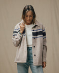 Women's Wool Overshirt - Gray / Black Blanket Stripe