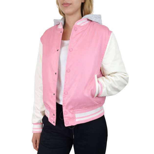 Women’s Hooded Varsity Jacket w/ Detachable Hood