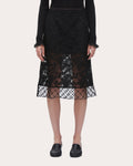 Beaded Floral Corded Lace Midi Skirt