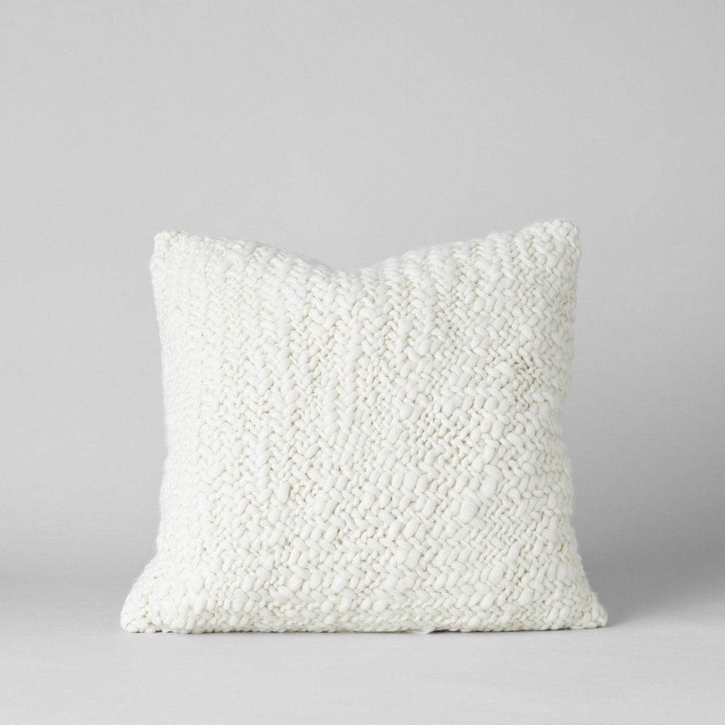 Nube Handwoven Wool Pillow in Ivory, 22" x 22"