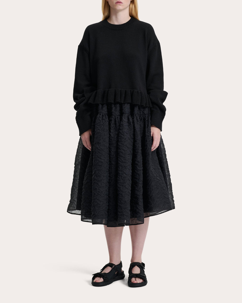 Rosie Gathered Matelassé Midi Skirt