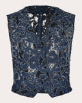 Luces Embroidered-Denim and Lace Vest