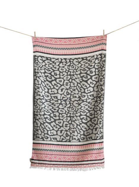 BEACH TOWEL KEROS PINK & BLACK