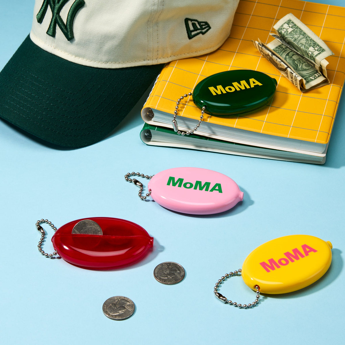 Colorful MoMA Vinyl Coin Pouch - Green/ Yellow