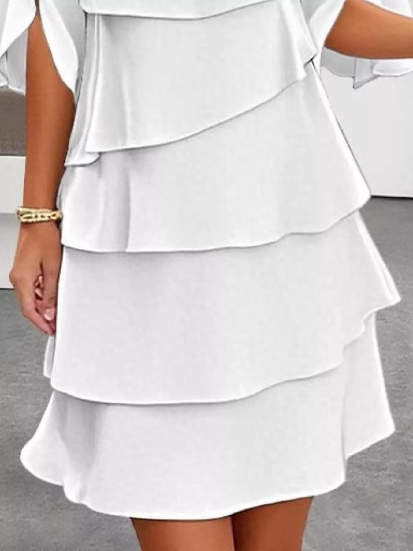 Julie's Plus Size Ruffled Layered Flutter Sleeve Midi Dress