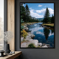 Mountain River Pines Reflection