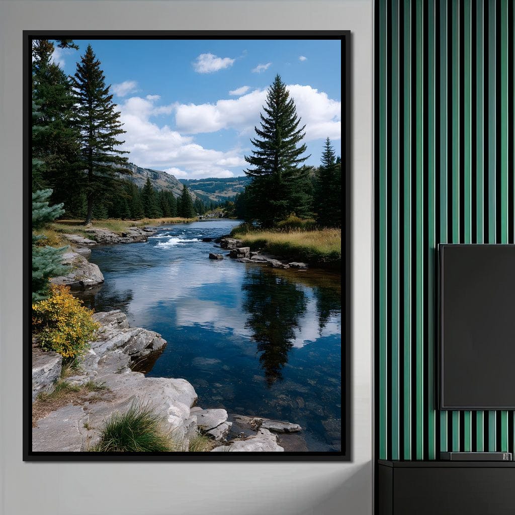Mountain River Pines Reflection