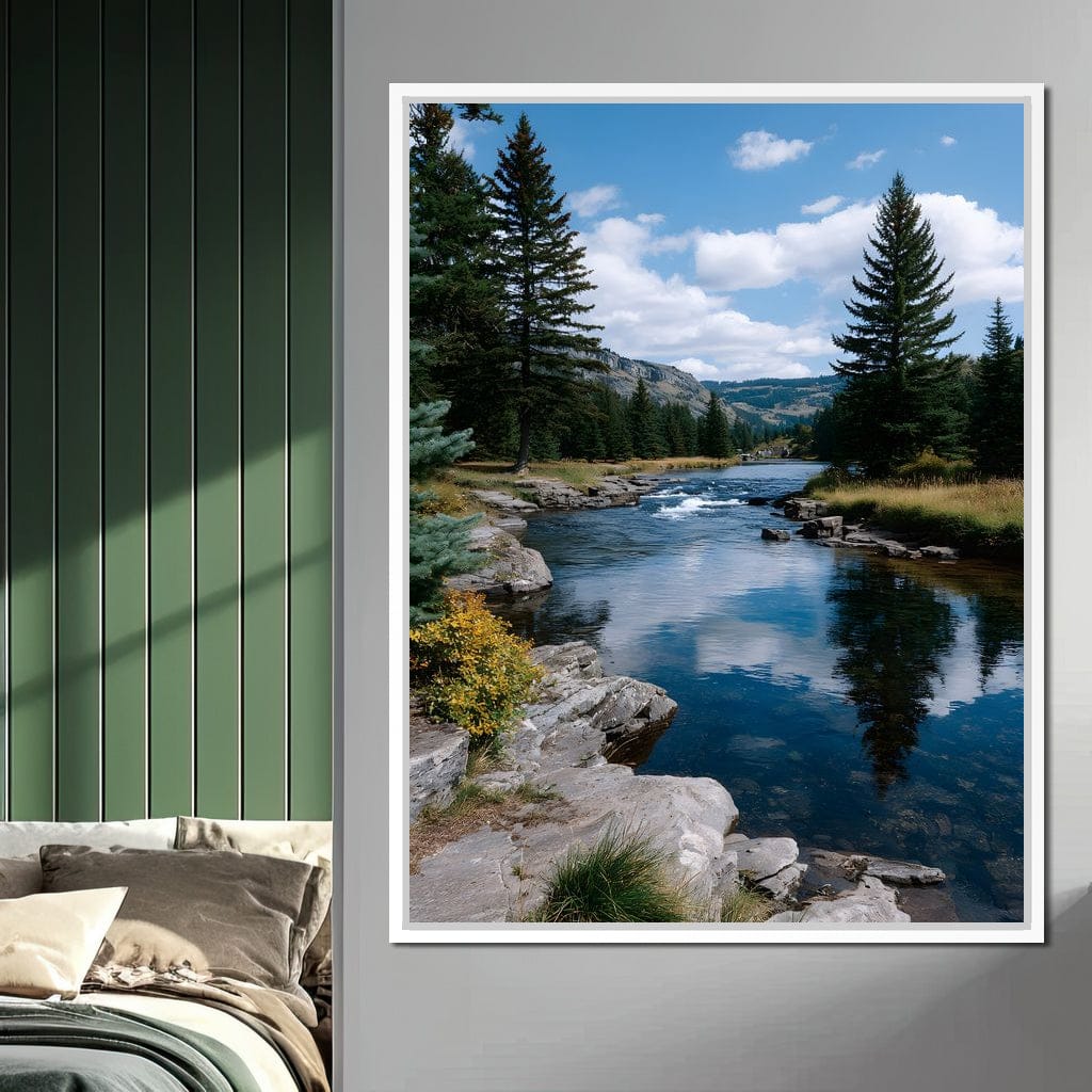 Mountain River Pines Reflection