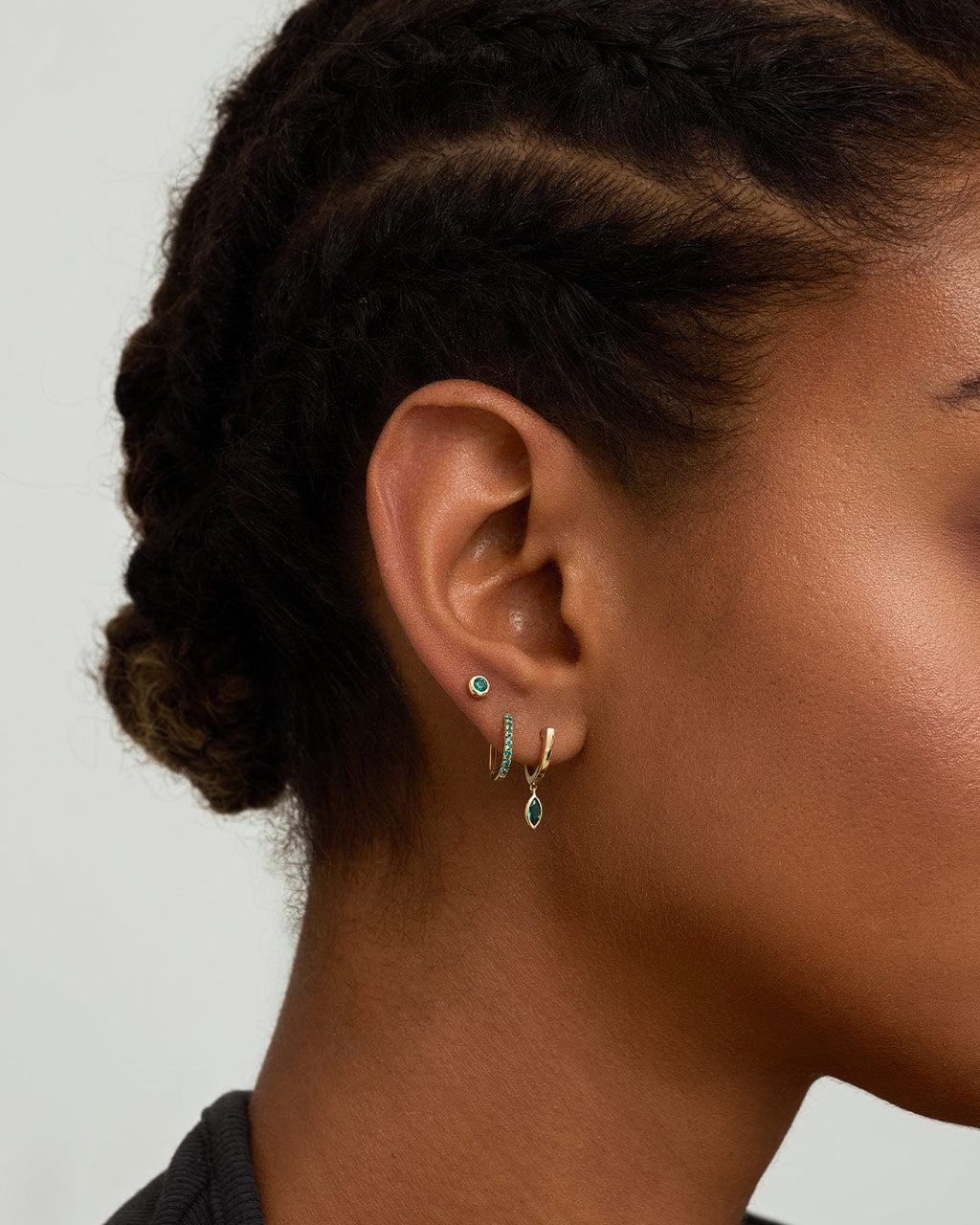MARIGOLD | Dangle Marquise Lab Grown Emerald Huggie