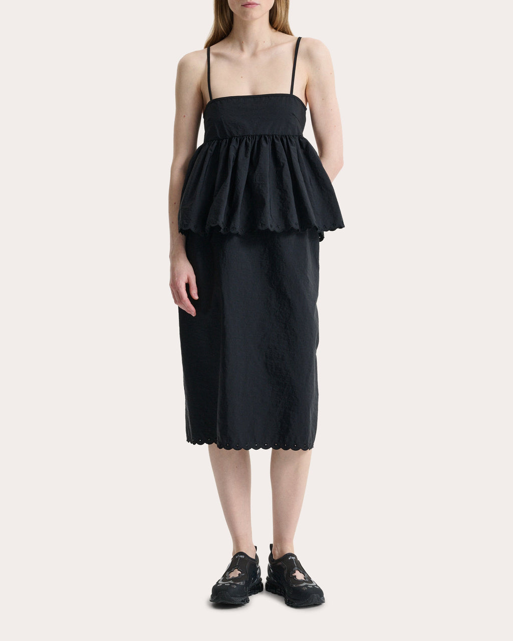 Selena Embroidered Taffeta Peplum Tank Top