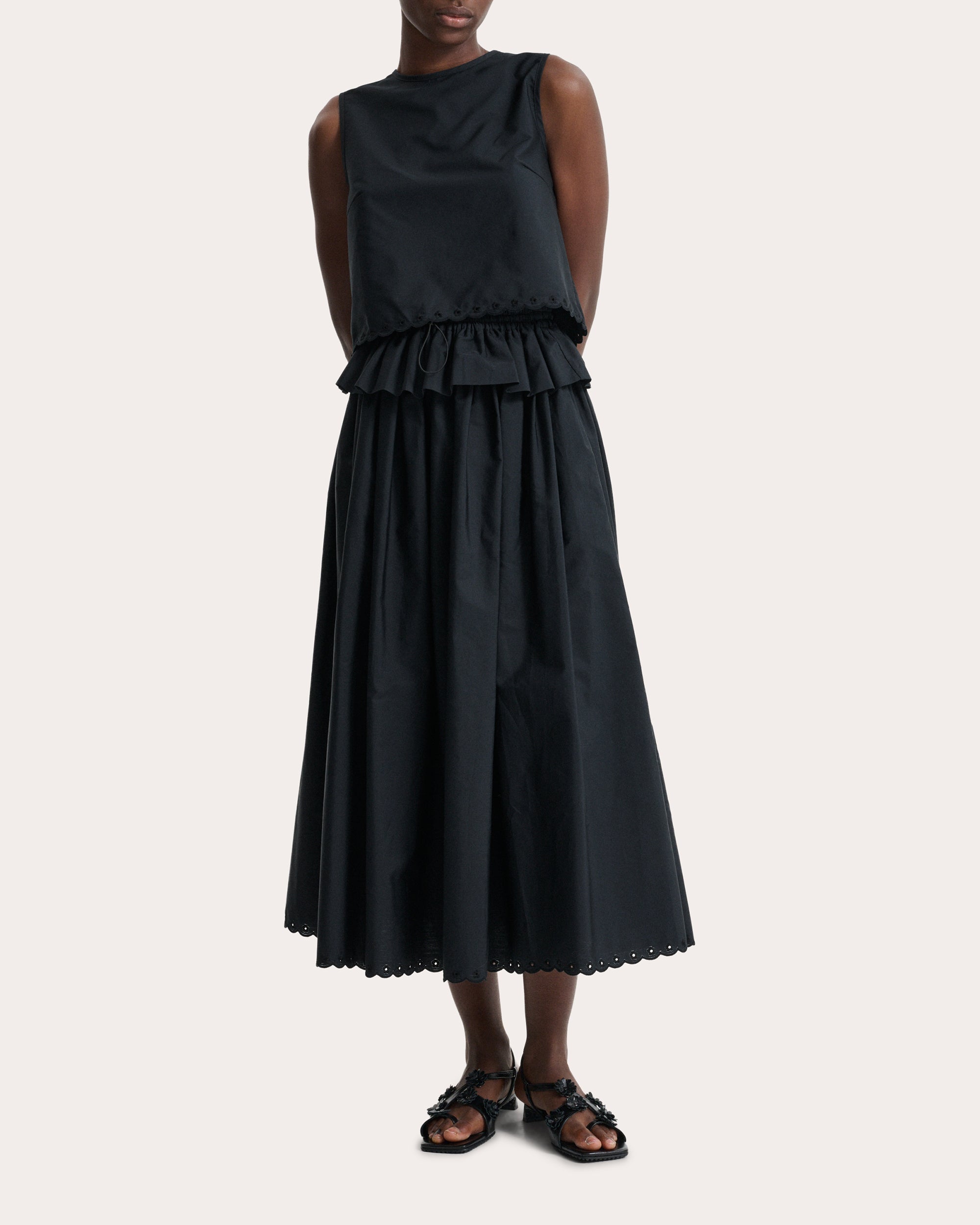 Deeba Embroidered Cotton Sleeveless Crop Top