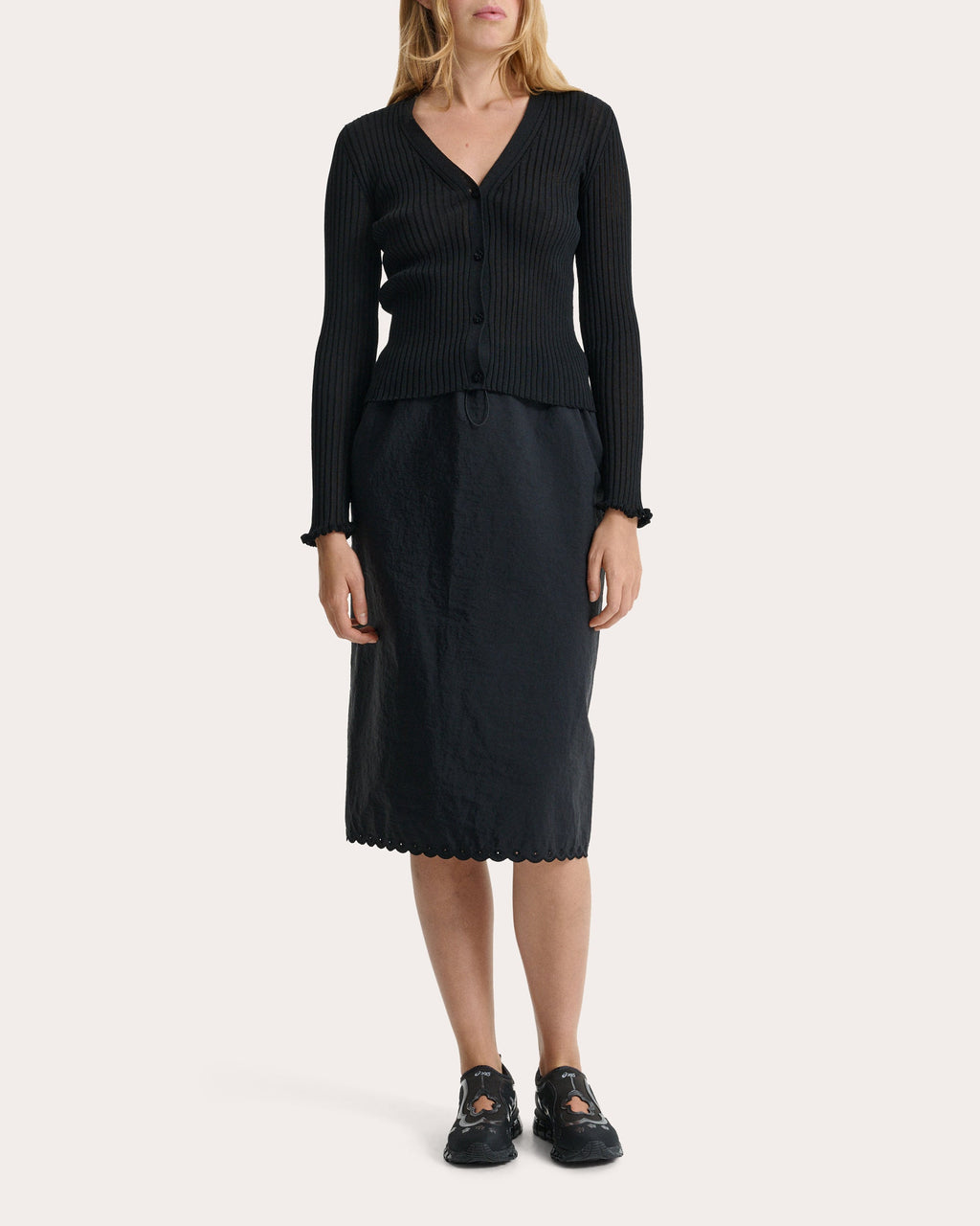 Bria Embroidered Taffeta Midi Skirt