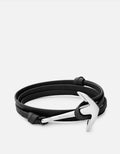 Anchor Leather Bracelet, Silver
