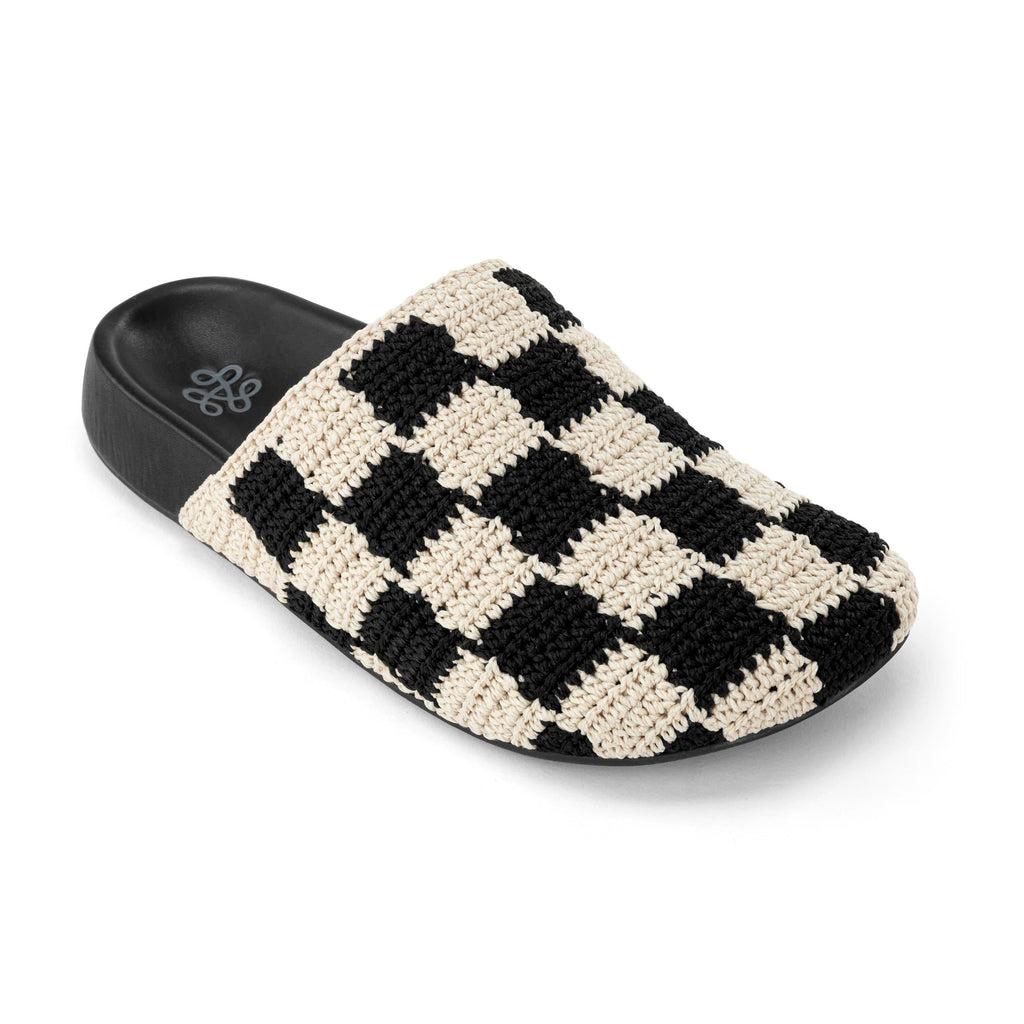 Bolinas Clog - Hand Crochet - Black Check