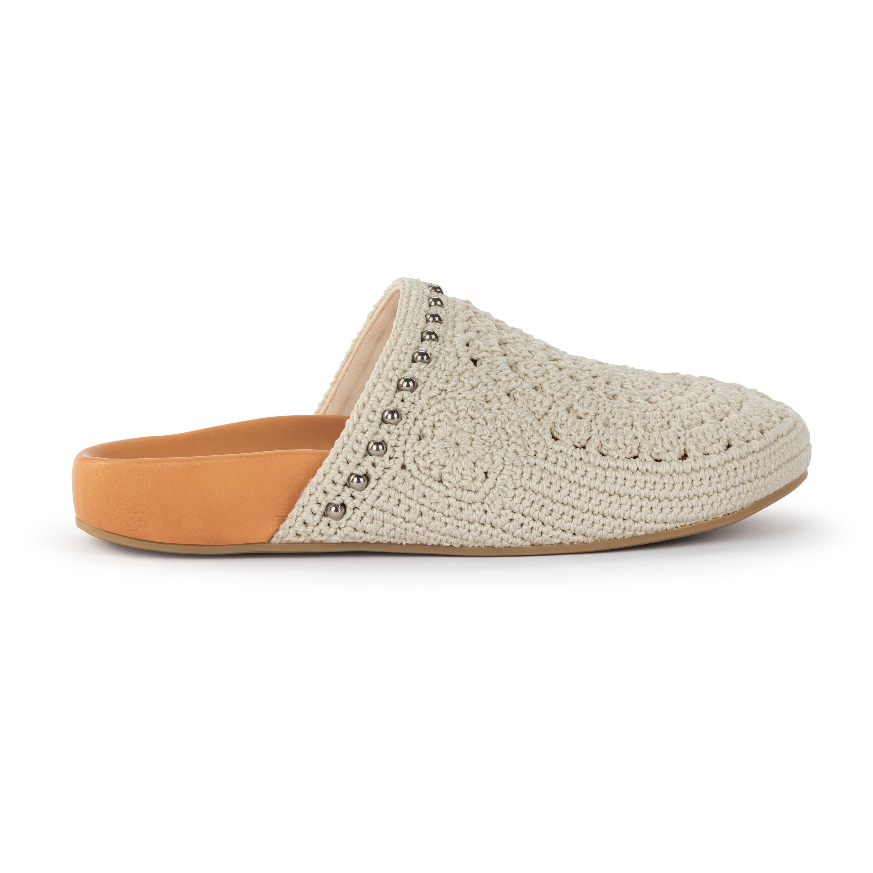 Bolinas Clog - Hand Crochet - Natural Medallion