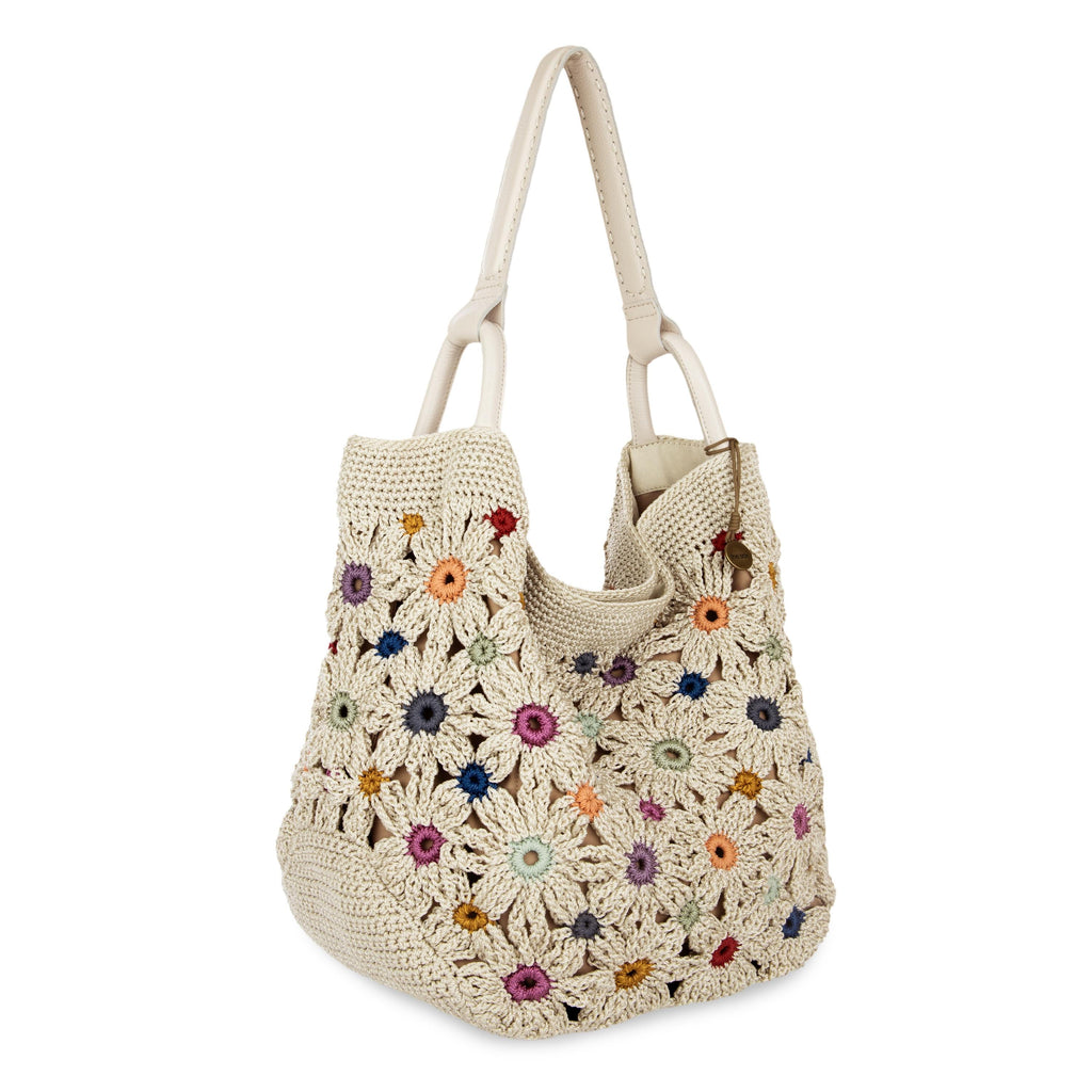 Los Feliz Large Tote - Hand Crochet - Natural Multi Flowers