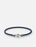 Nexus Leather Bracelet, Sterling Silver / Cobalt Blue