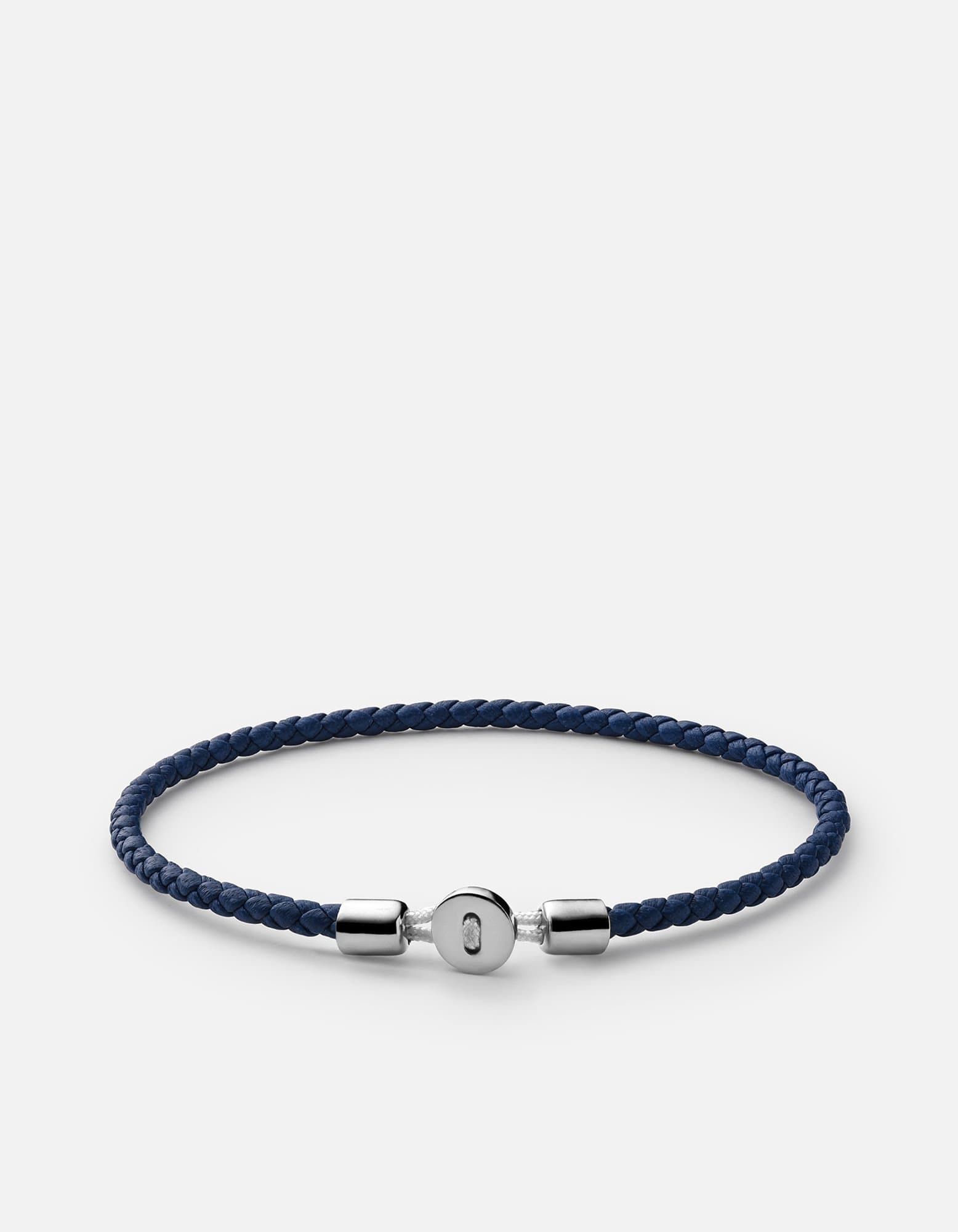 Nexus Leather Bracelet, Sterling Silver / Cobalt Blue
