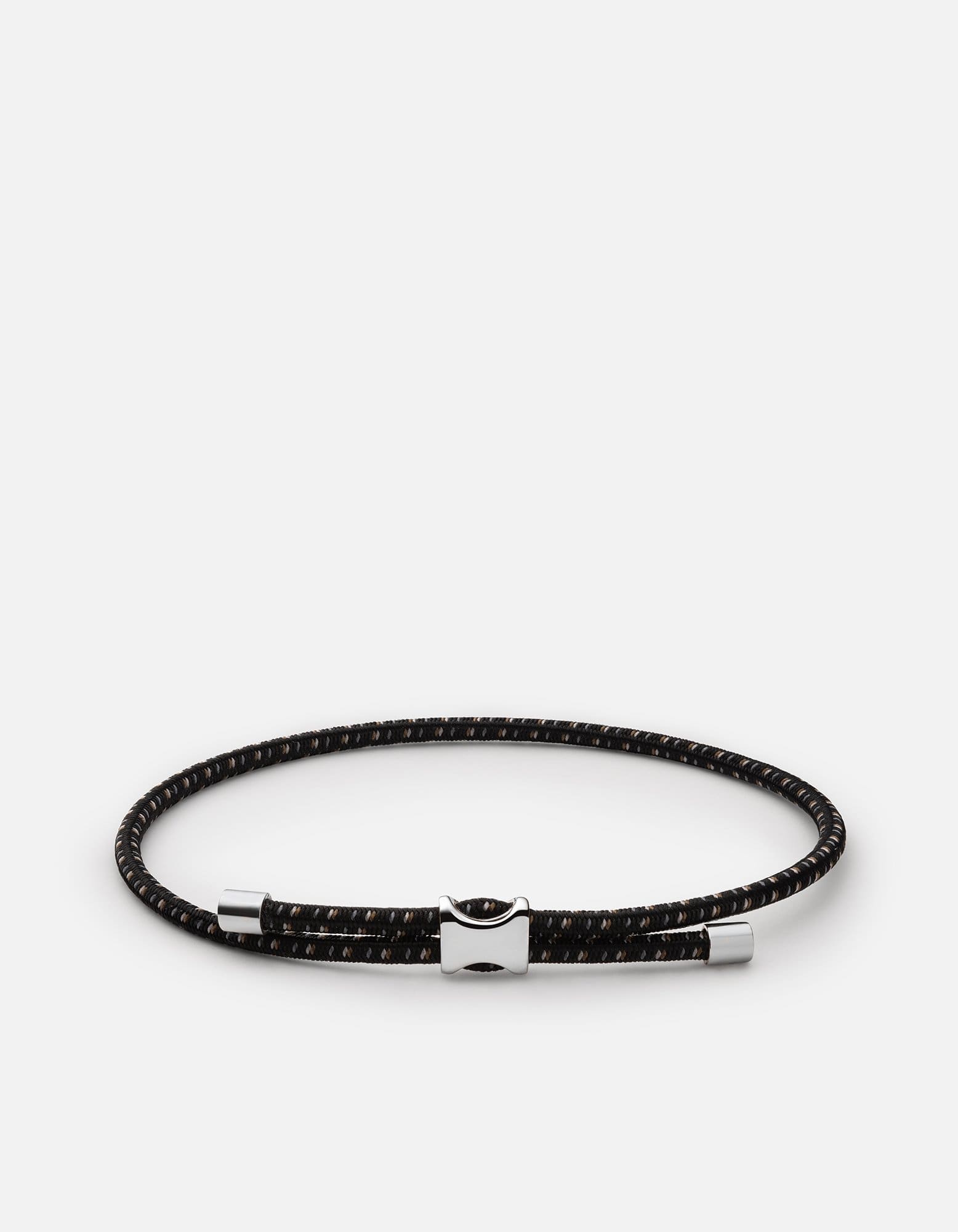 Orson Pull Bungee Rope Bracelet, Sterling Silver / Black/Brown