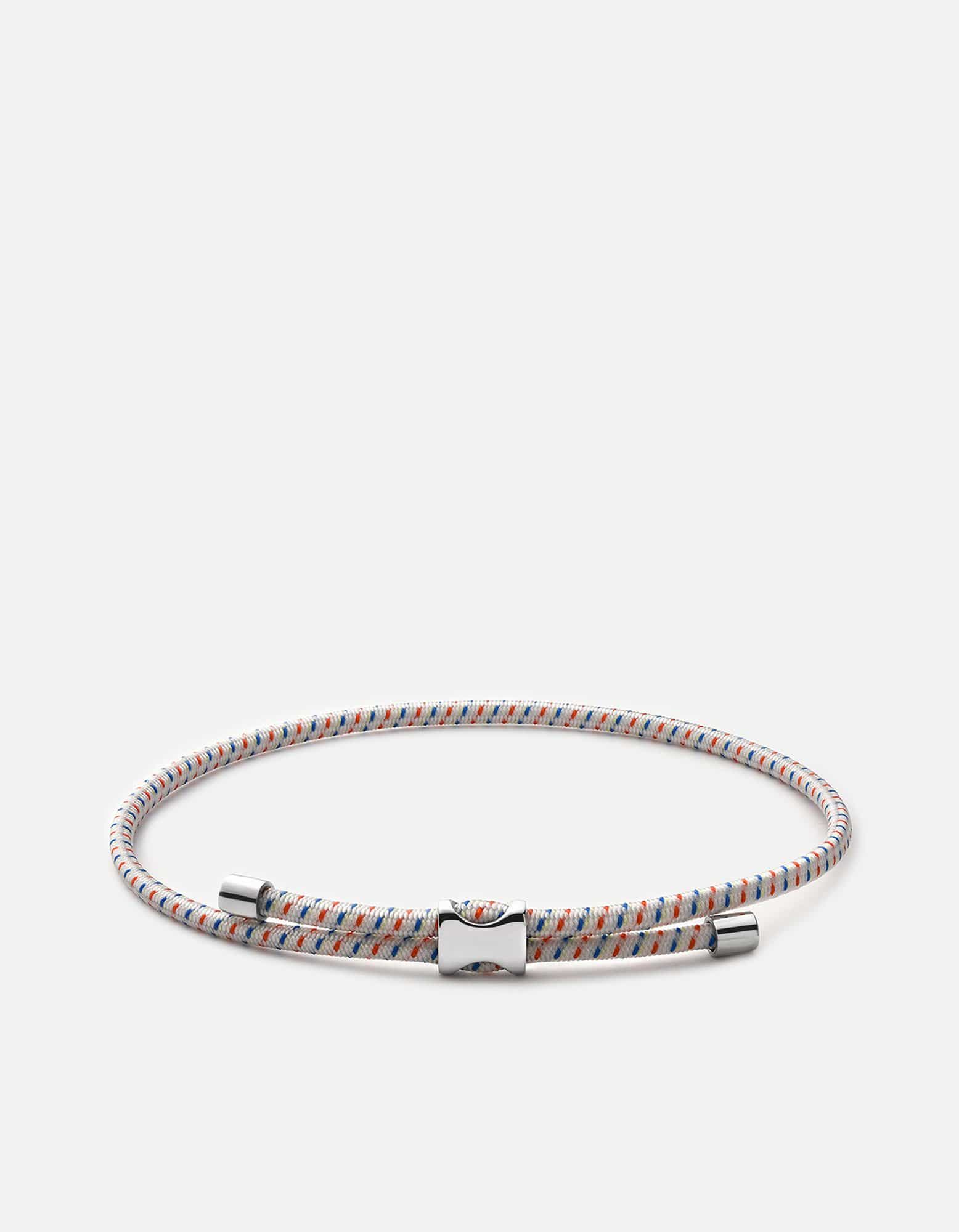 Orson Pull Bungee Rope Bracelet, Sterling Silver / Off-White