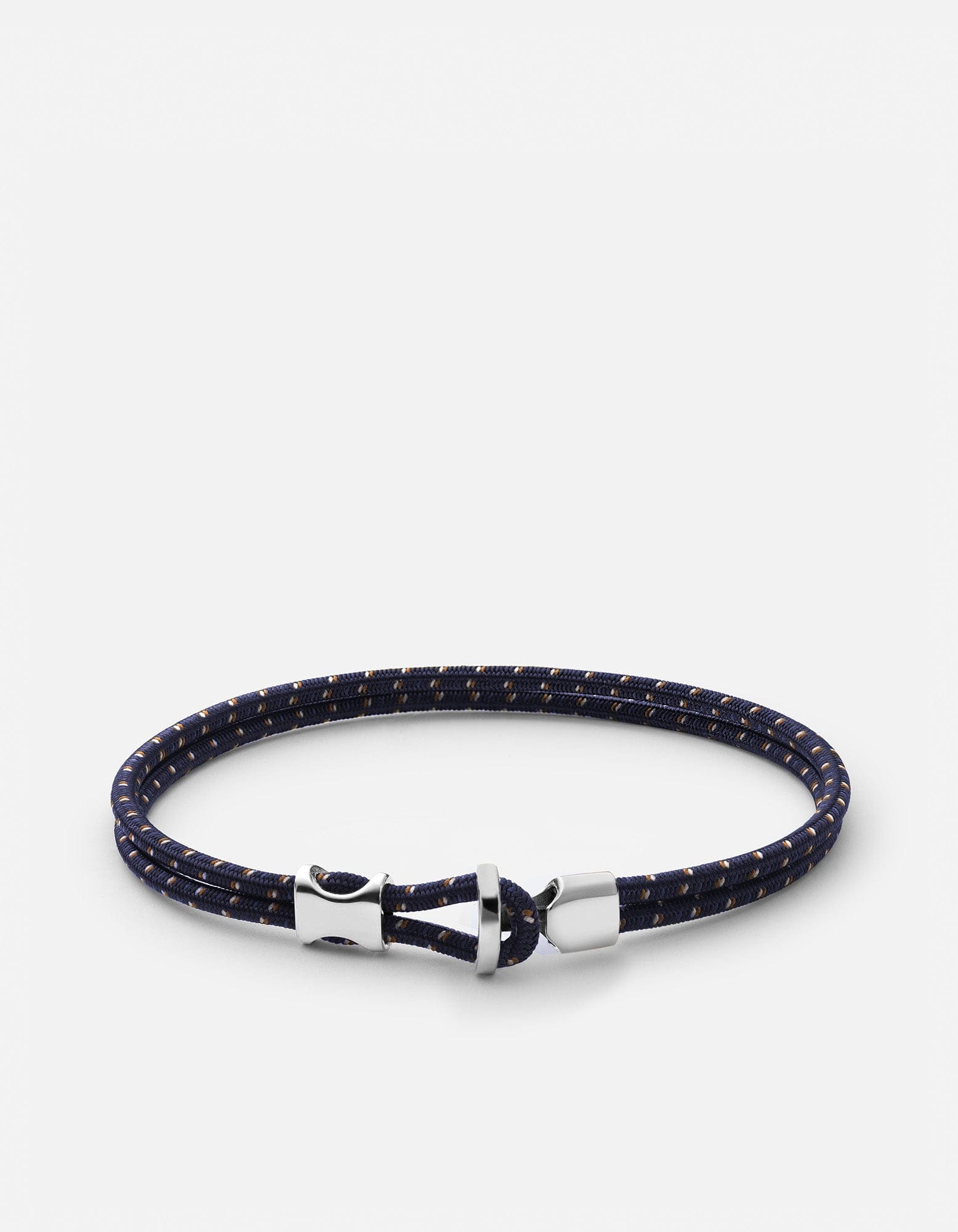 Orson Loop Bungee Navy/Brown Rope Bracelet, Sterling Silver
