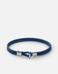 Orson Loop Leather Bracelet, Sterling Silver / Navy Blue