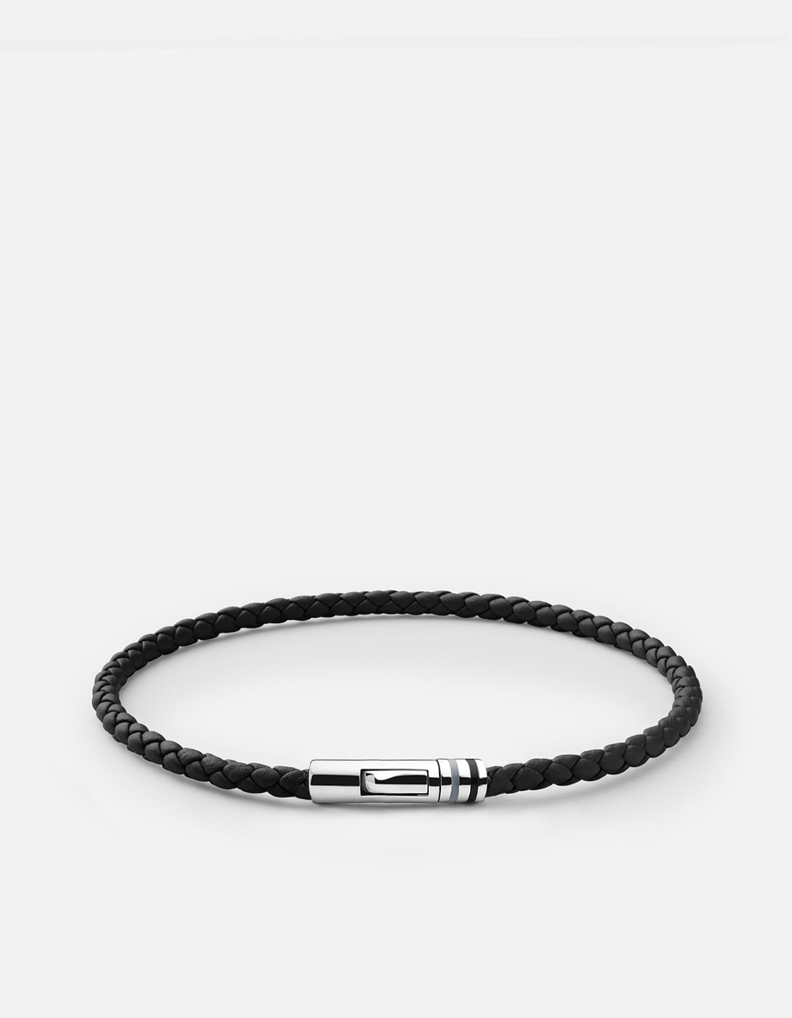 Juno Leather Bracelet, Sterling Silver / Black