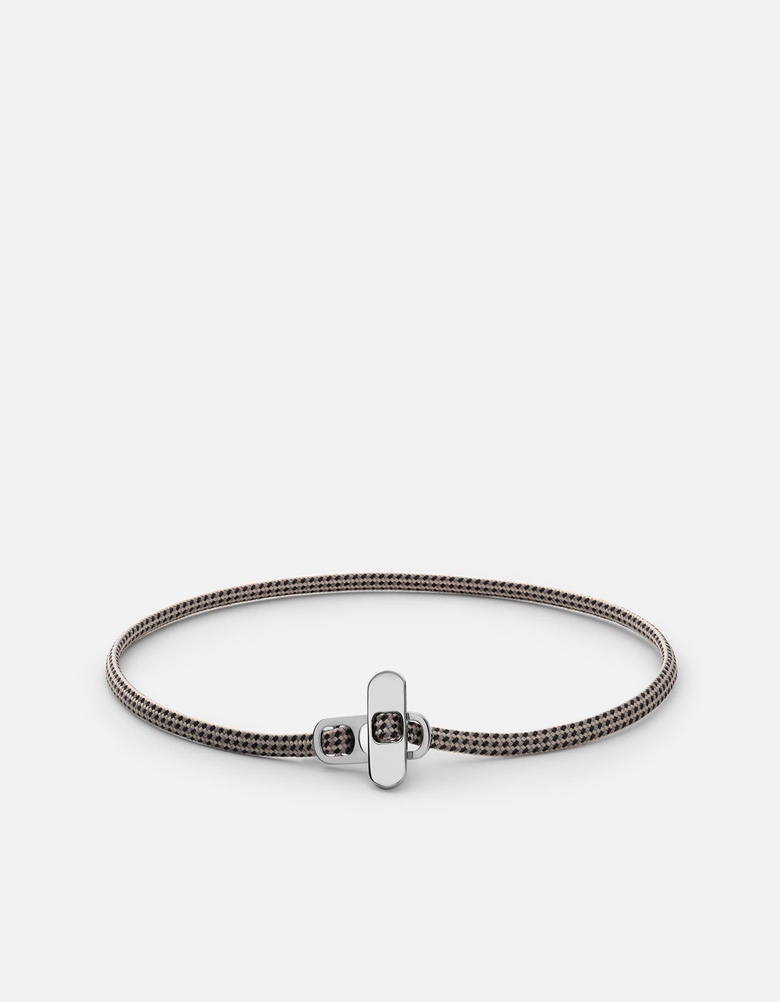 Metric 2.5mm Rope Bracelet, Sterling Silver/Sand-Black