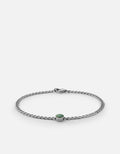 Dove Type Chain Bracelet, Sterling Silver/Teal