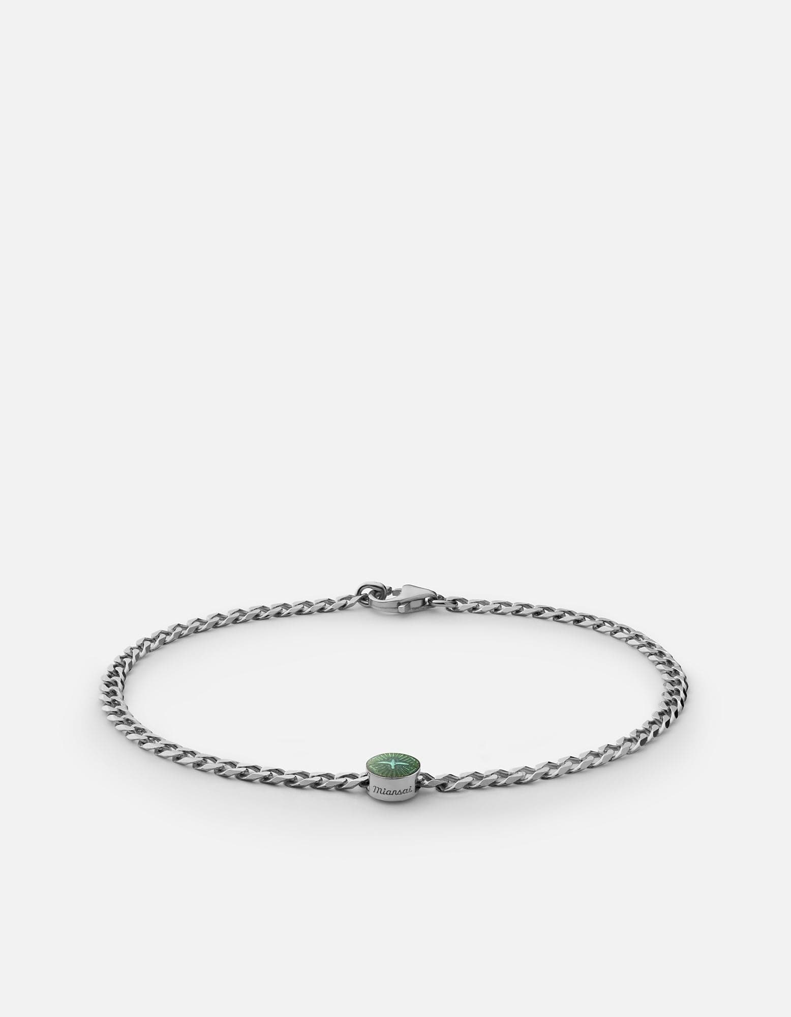 Dove Type Chain Bracelet, Sterling Silver/Teal