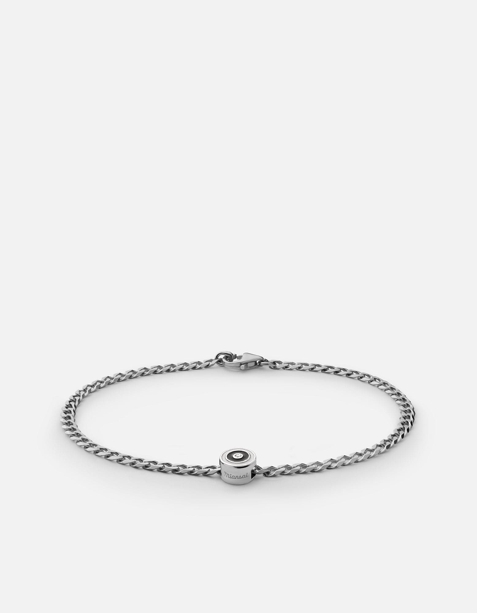 Opus Sapphire Type Chain Bracelet, Sterling Silver/Black