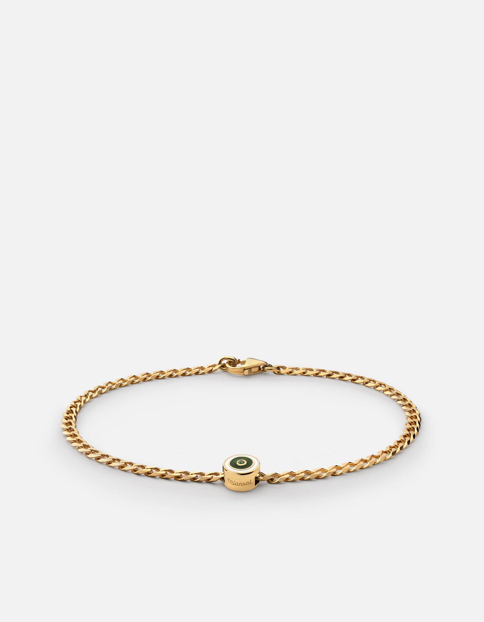 Opus Chalcedony Type Chain Bracelet, Gold Vermeil/Green