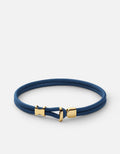 Orson Loop Navy Leather Bracelet, Gold Vermeil