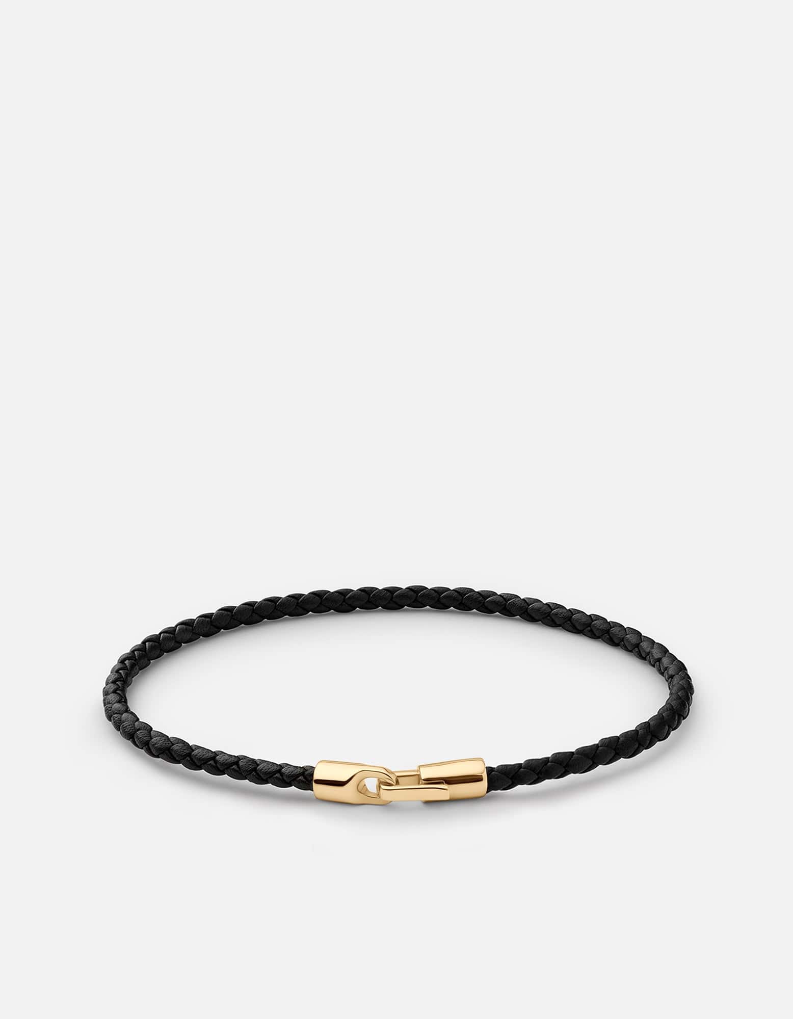 Cruz Leather Bracelet, Gold Vermeil / Black