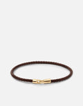 Cruz Leather Bracelet, Gold Vermeil / Brown