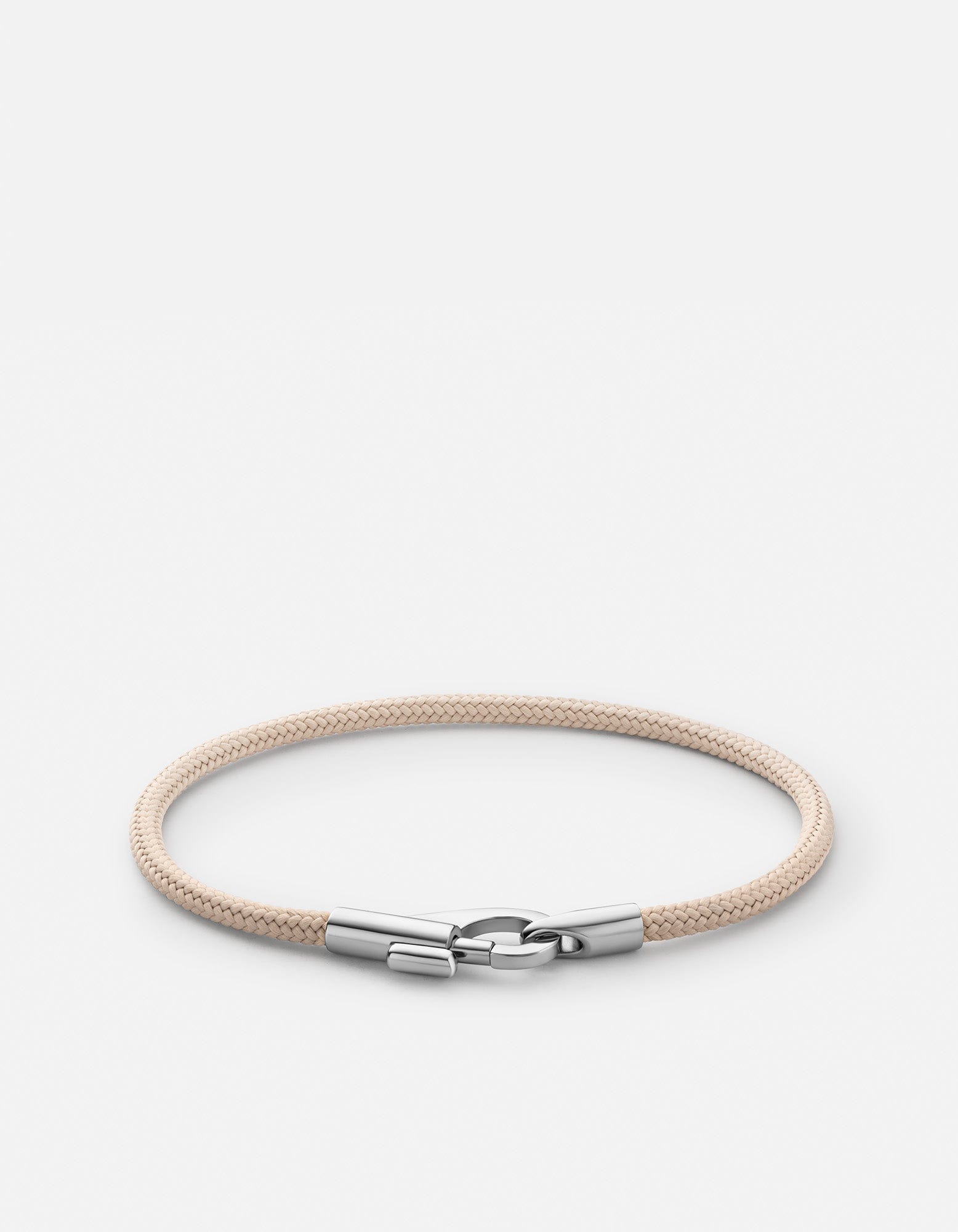 Snap Rope Bracelet, Sterling Silver/Tan