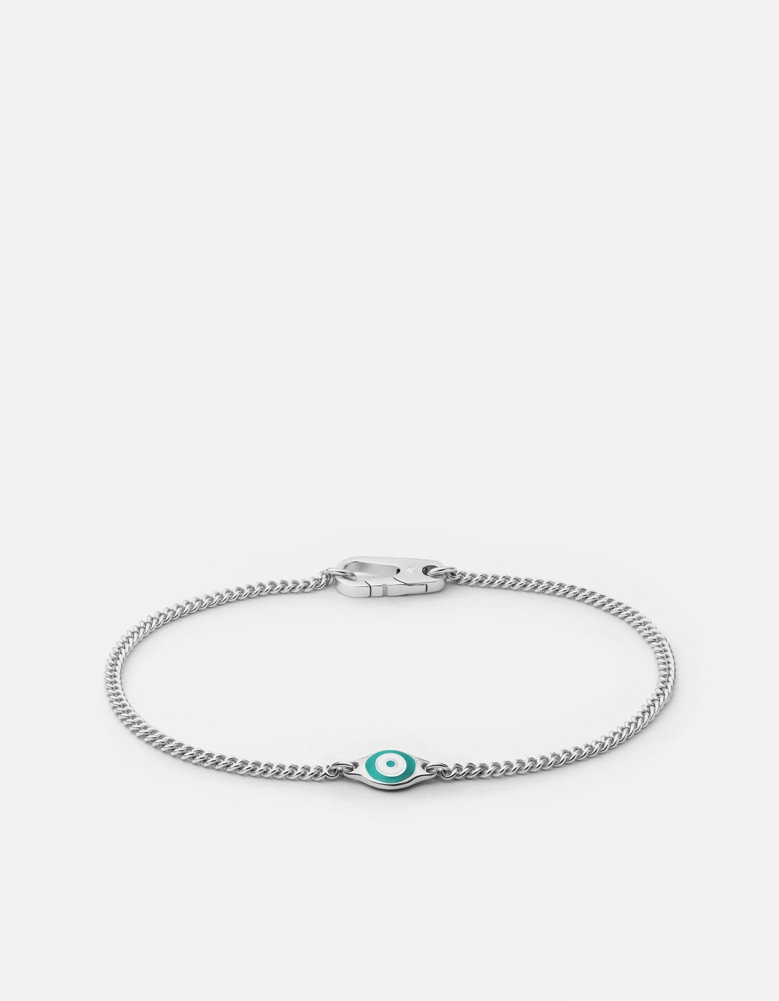 Single Green Eye Bracelet, Sterling Silver w/Enamel