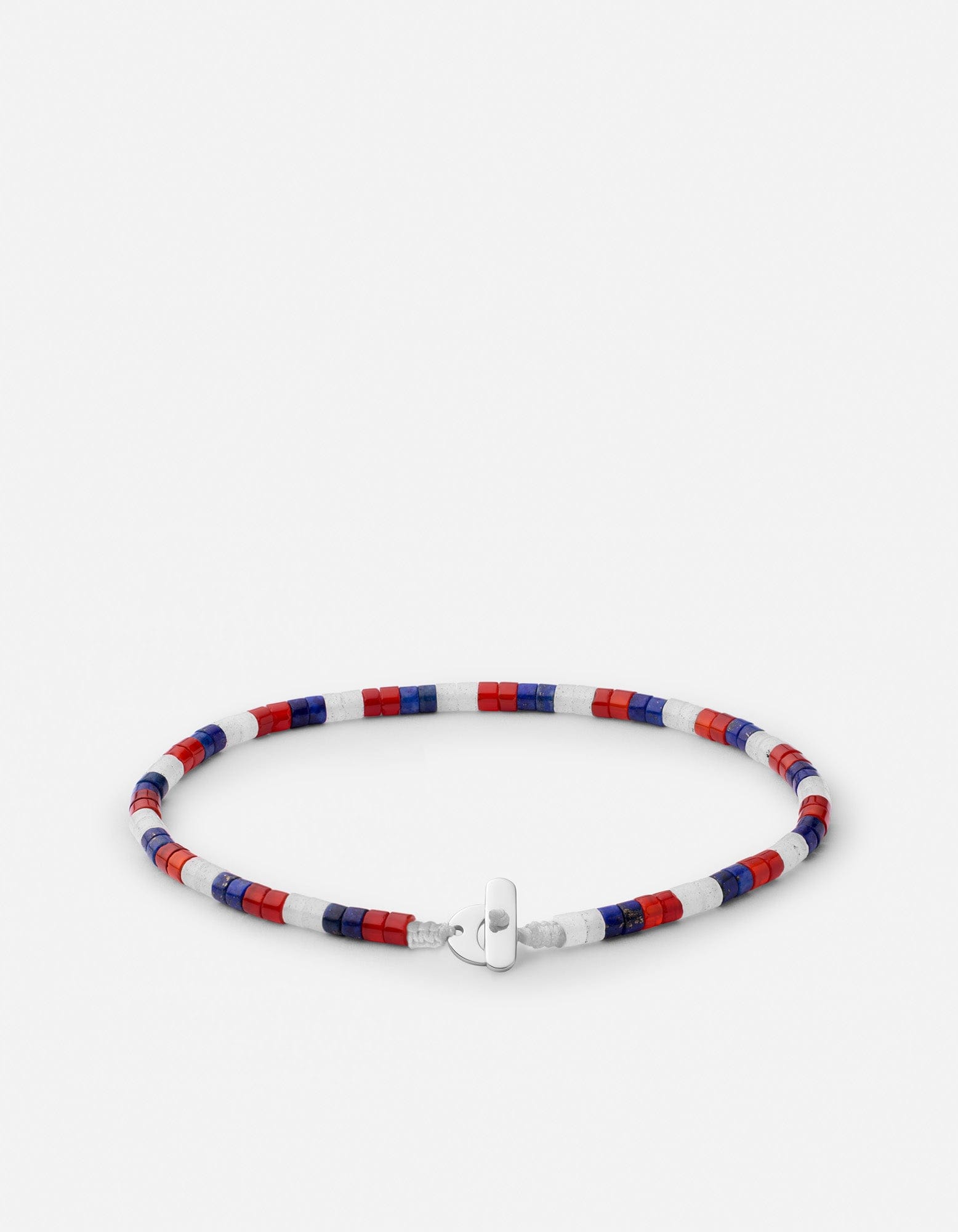 Kai Beaded Bracelet, Sterling Silver / Red/White/Blue
