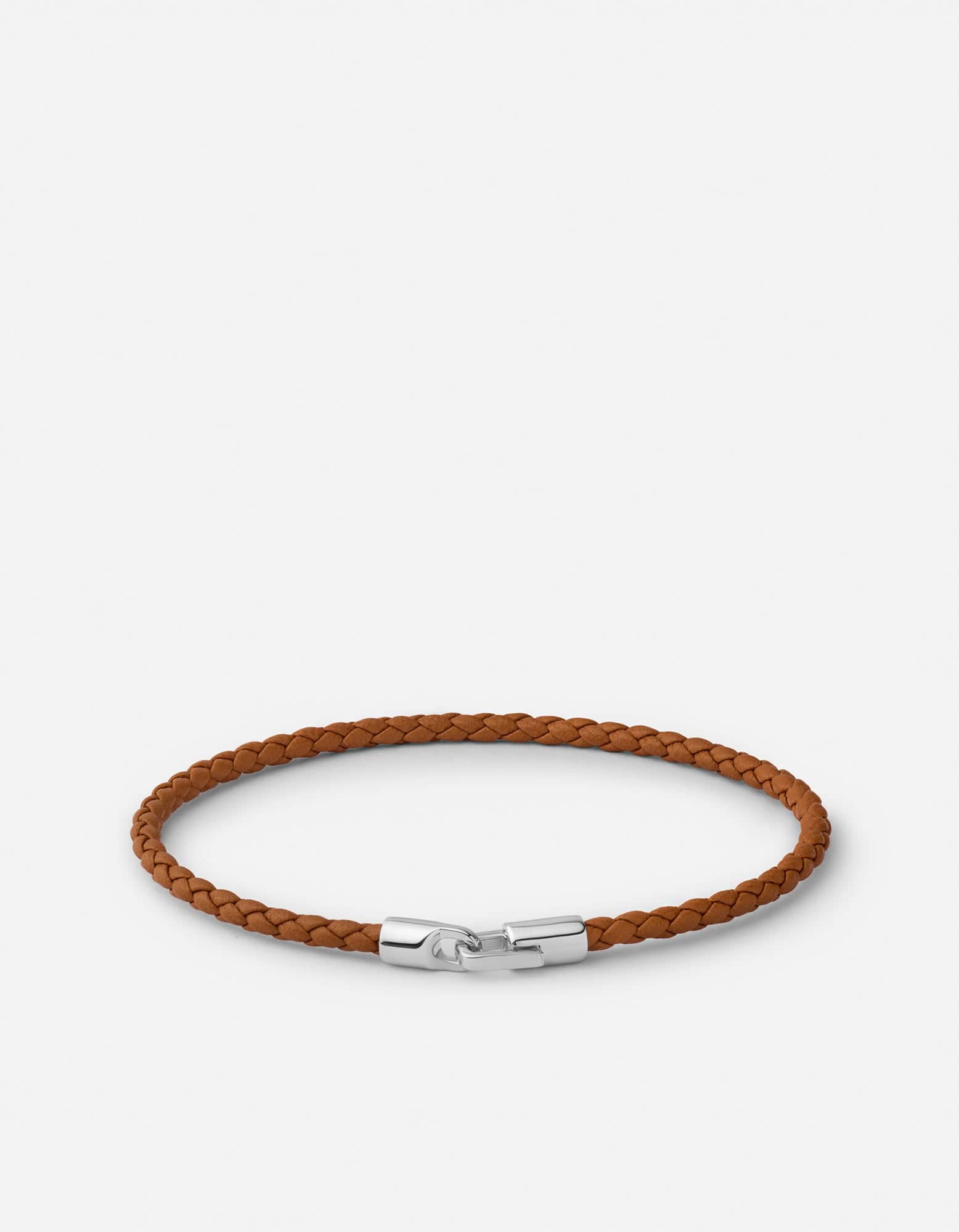 Cruz Leather Bracelet, Sterling Silver / Cognac