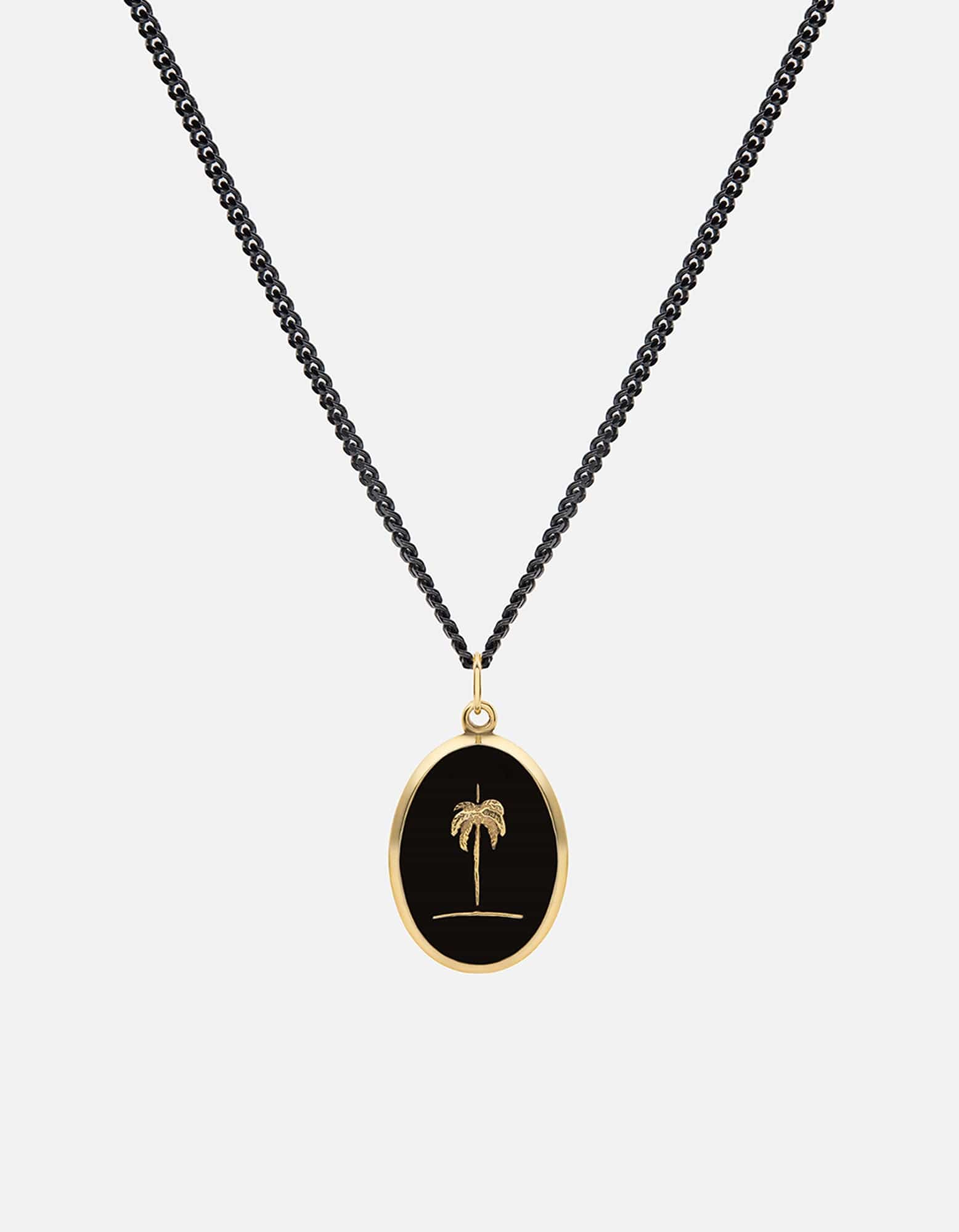 Palm Tree Necklace, Gold/Black