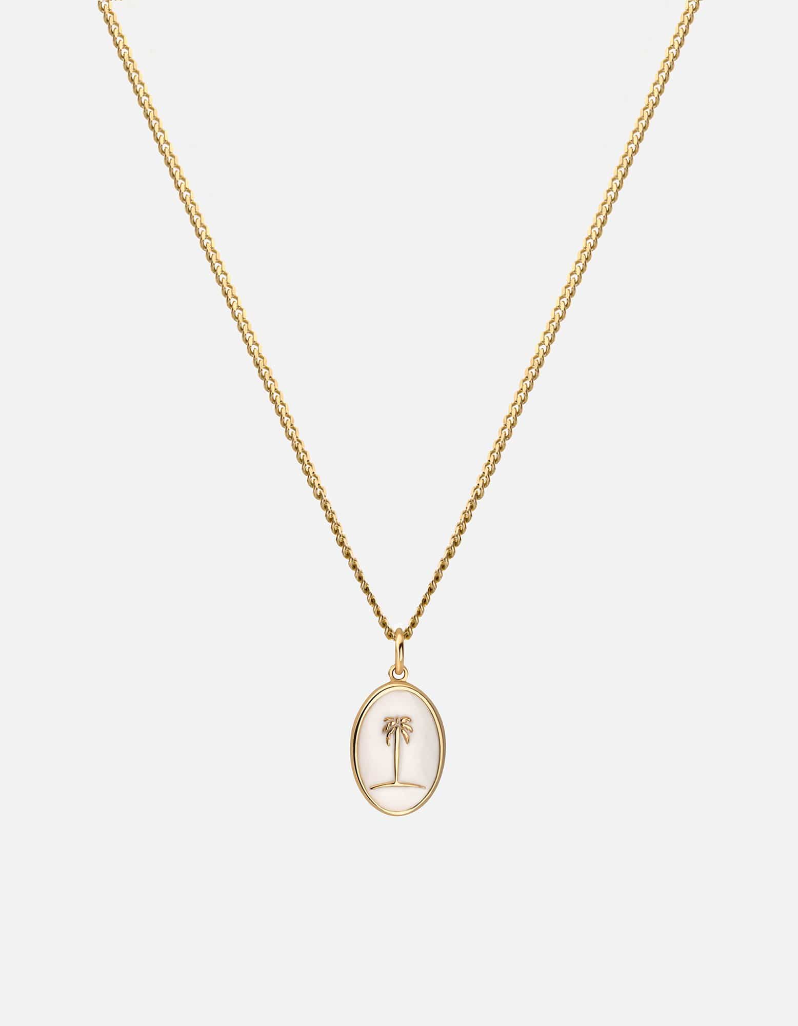 Mini Palm Necklace, Gold Vermeil/Off-White