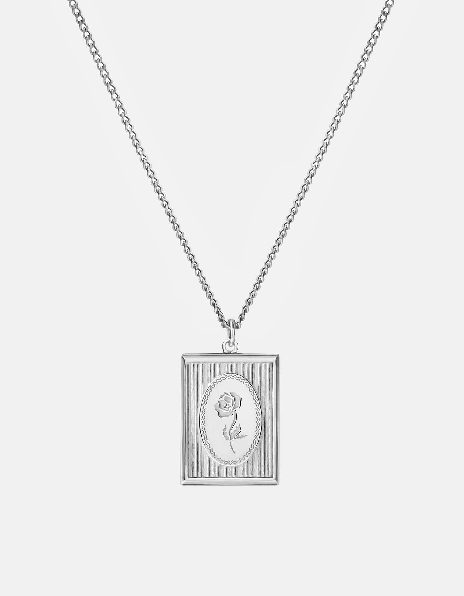 Poppy Frame Necklace, Sterling Silver
